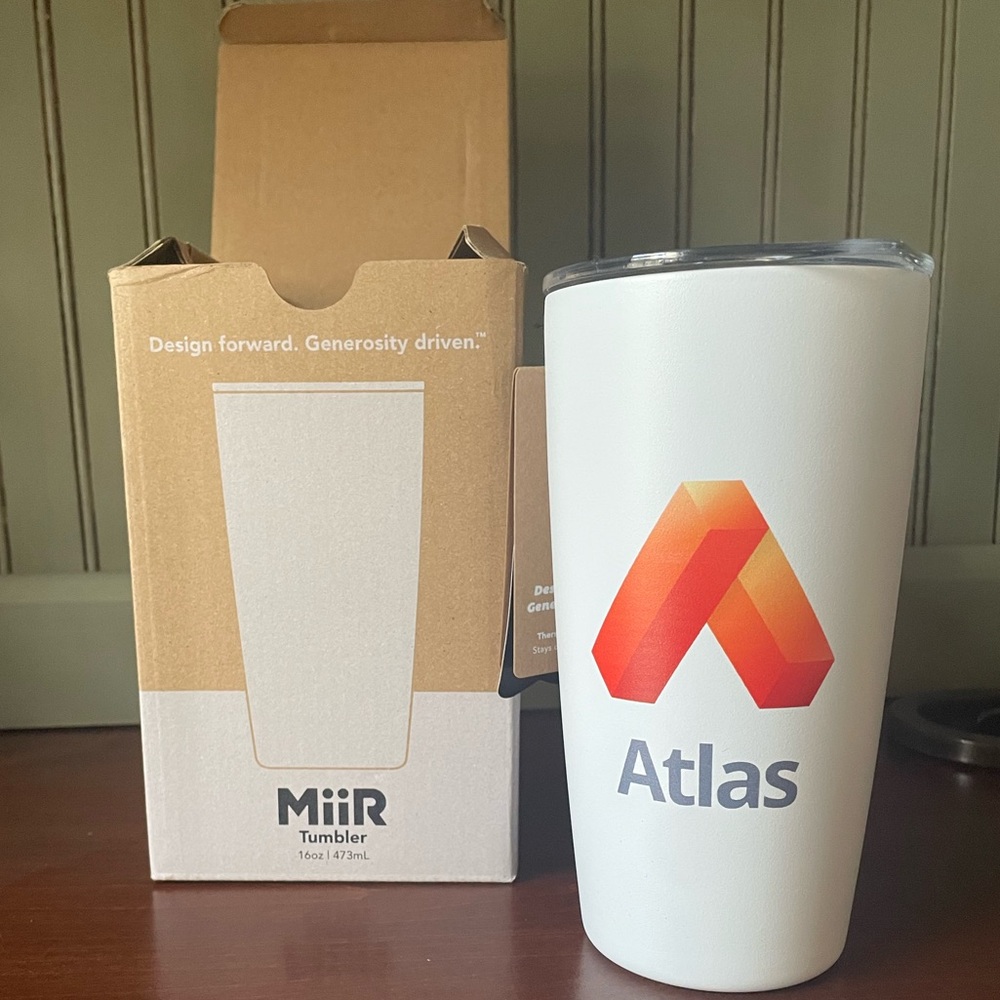 MiiR 16oz Tumbler Mug Cup with "Atlas" & Logo Vacuum Insulated Coffee Tea